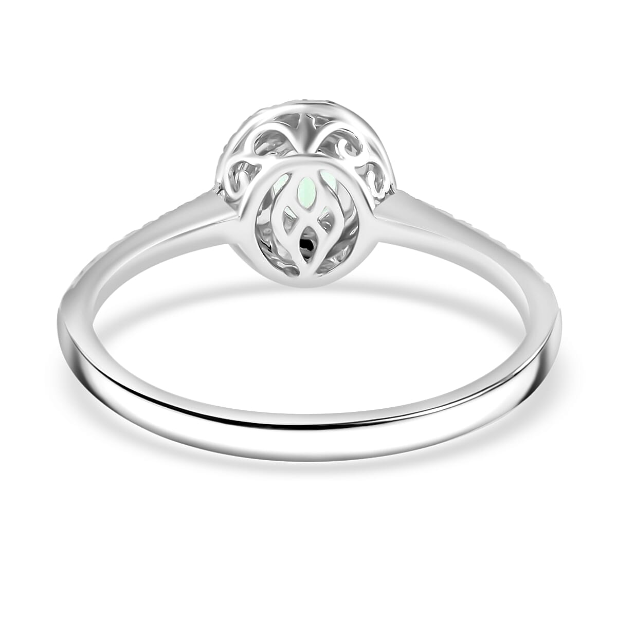 Certified & Appraised Rhapsody 950 Platinum AAAA Paraiba Tourmaline and E-F VS Diamond Double Halo Ring (Size 6.0) 0.60 ctw