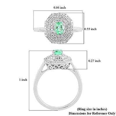 Certified & Appraised Rhapsody 950 Platinum AAAA Paraiba Tourmaline and E-F VS Diamond Double Halo Ring (Size 6.0) 5.35 Grams 0.70 ctw