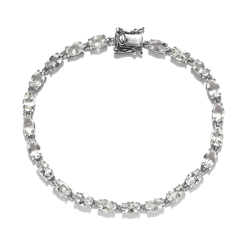 Mexican Hyalite Opal Tennis Bracelet in Platinum Over Sterling Silver (7.25 In) 8.40 ctw with Free UV Flash Light