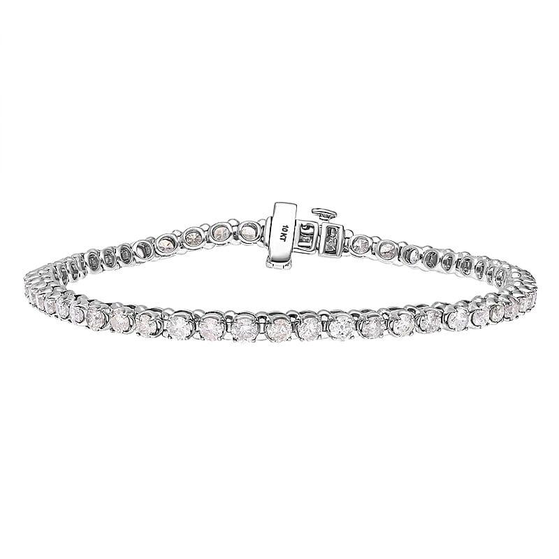 Luxoro 10K White Gold G-H I1-I2 Diamond Tennis Bracelet (7.25 In) 10.30 Grams 5.00 ctw