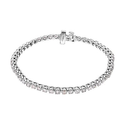 Luxoro 10K White Gold G-H I1-I2 Diamond Tennis Bracelet (7.25 In) 10.30 Grams 5.00 ctw
