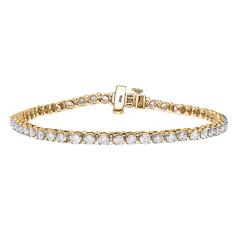 Luxoro 10K Yellow Gold G-H I1-I2 Diamond Tennis Bracelet (7.25 In) 9.90 Grams 5.00 ctw