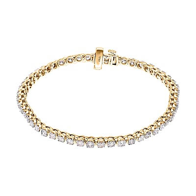 Luxoro 10K Yellow Gold G-H I1-I2 Diamond Tennis Bracelet (7.25 In) 9.90 Grams 5.00 ctw