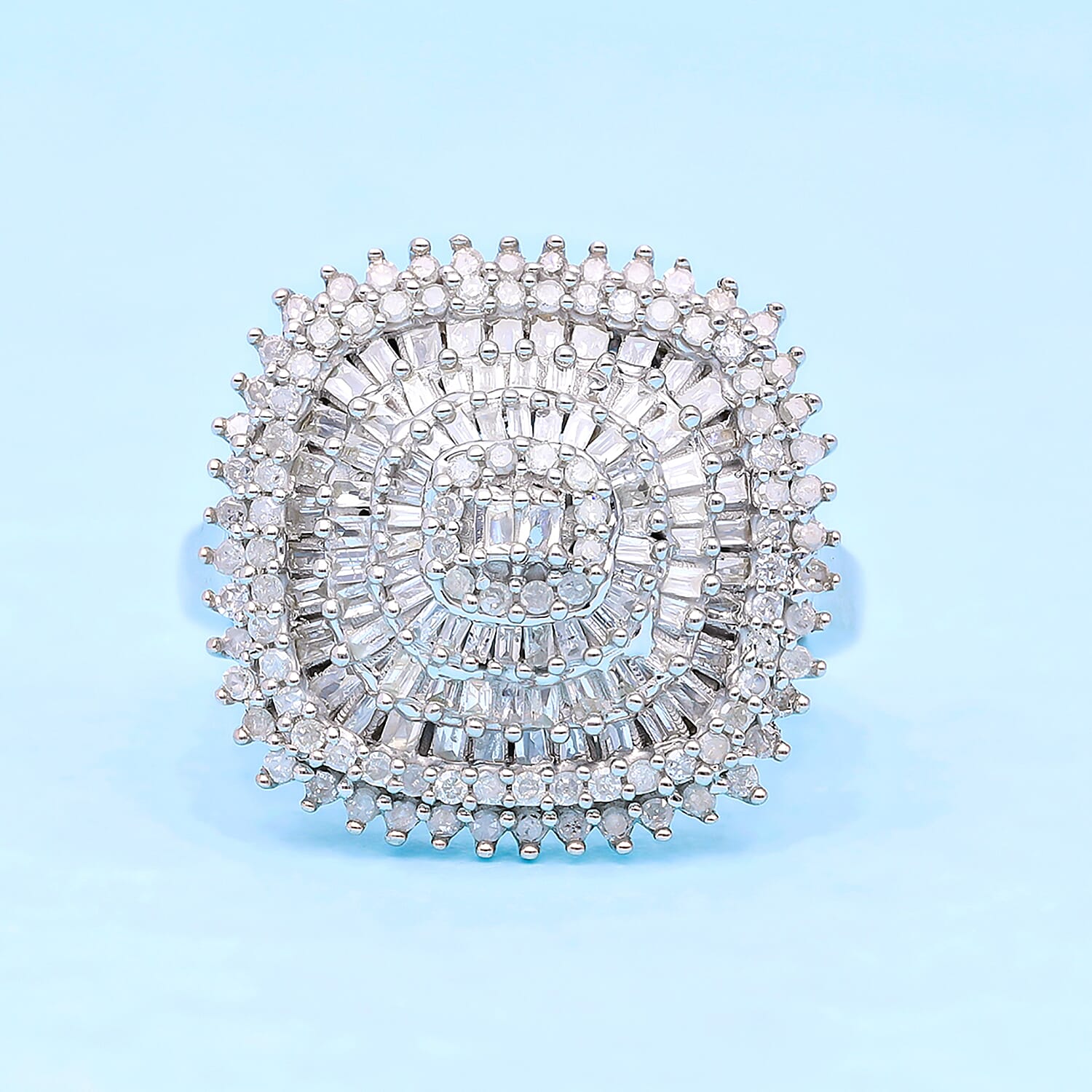 White Diamond 1.00 ctw Ring in Platinum Over Sterling Silver (Size 8.0)