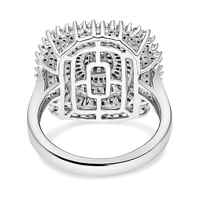 White Diamond 1.00 ctw Ring in Platinum Over Sterling Silver (Size 8.0)