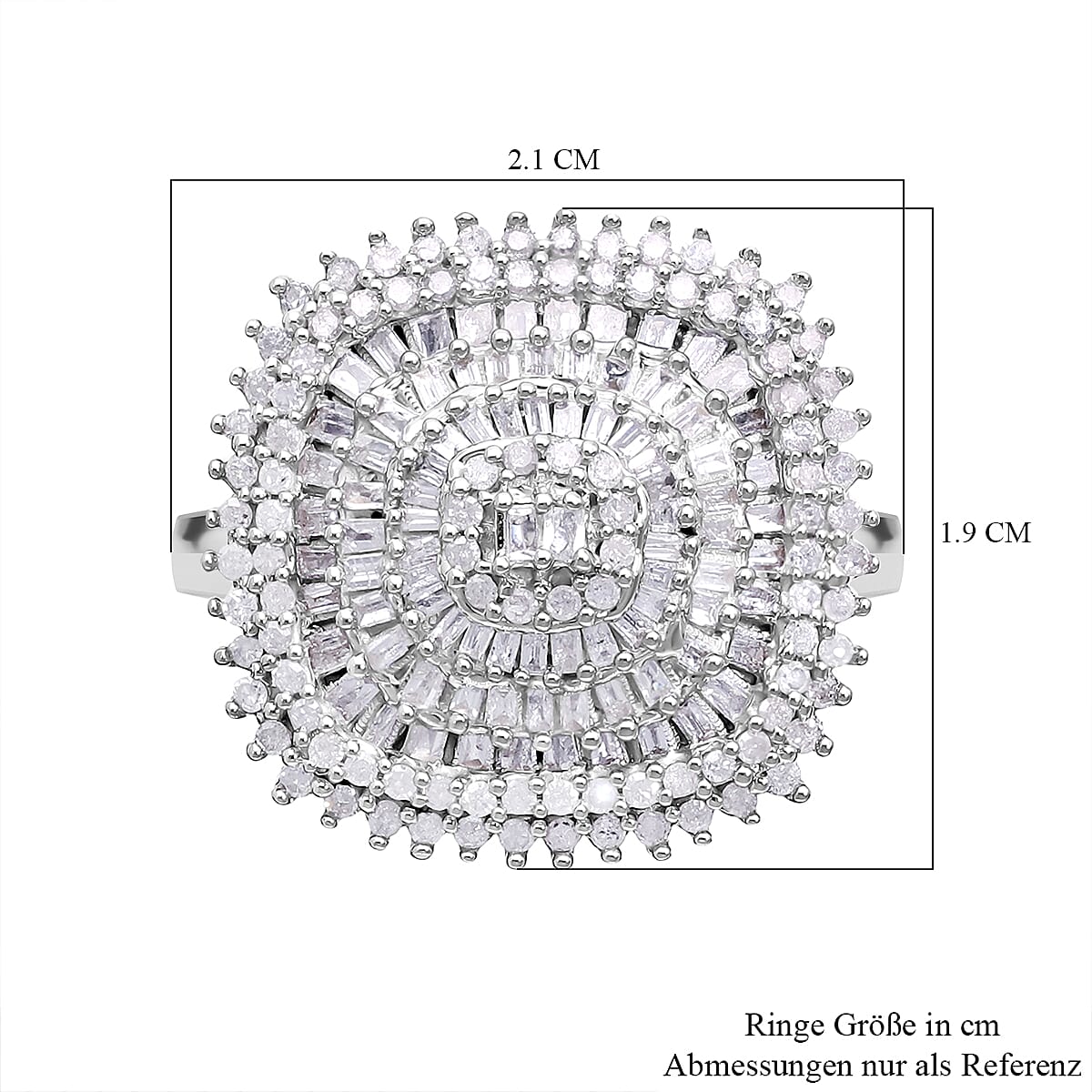 White Diamond 1.00 ctw Ring in Platinum Over Sterling Silver (Size 8.0)