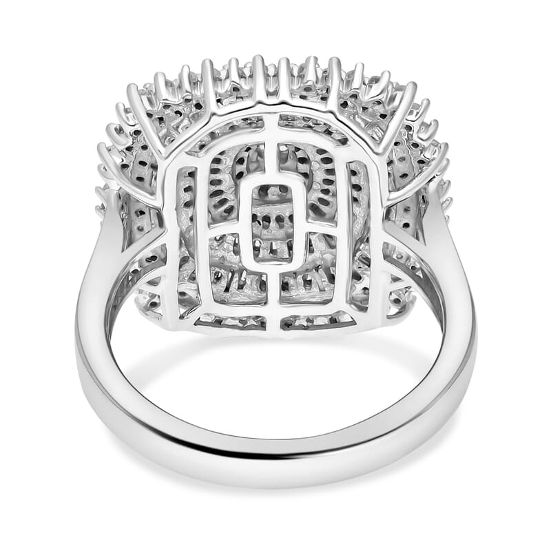 White Diamond 1.00 ctw Ring in Platinum Over Sterling Silver (Size 9.0)