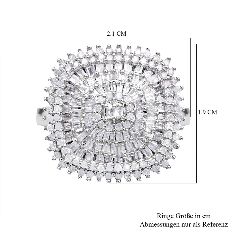 White Diamond 1.00 ctw Ring in Platinum Over Sterling Silver (Size 9.0)