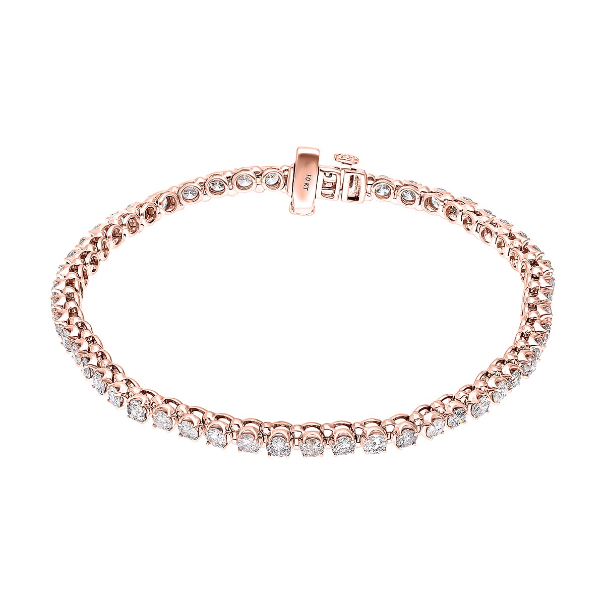 Luxoro 10K Rose Gold G-H I1-I2 Diamond Tennis Bracelet (7.25 In) 10.30 Grams 5.00 ctw image number 2