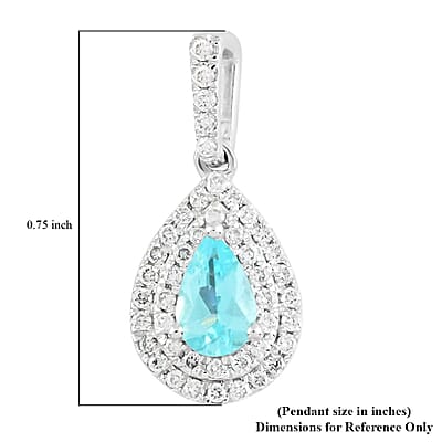 Certified and Appraised Rhapsody 950 Platinum AAAA Paraiba Tourmaline and E-F VS Diamond Double Halo Pendant 0.50 ctw