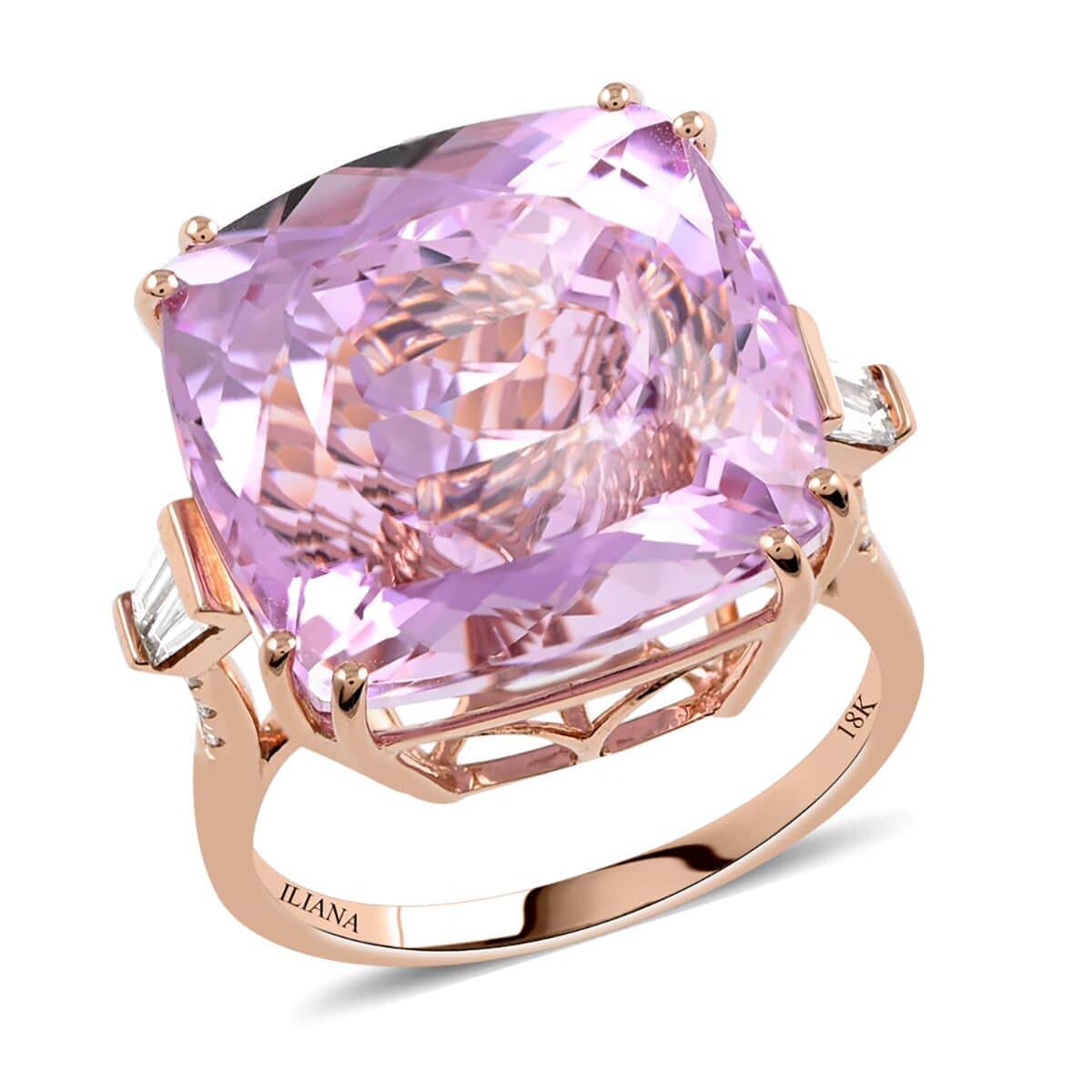 Certified & Appraised Iliana AAA Martha Rocha Kunzite and G-H SI Diamond 26.50 ctw Ring in 18K Rose Gold (Size 8.0) 5.15 Grams image number 0