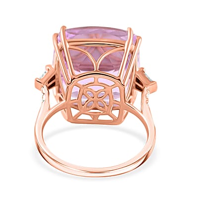Certified & Appraised Iliana AAA Martha Rocha Kunzite and G-H SI Diamond 26.50 ctw Ring in 18K Rose Gold (Size 8.0) 5.15 Grams
