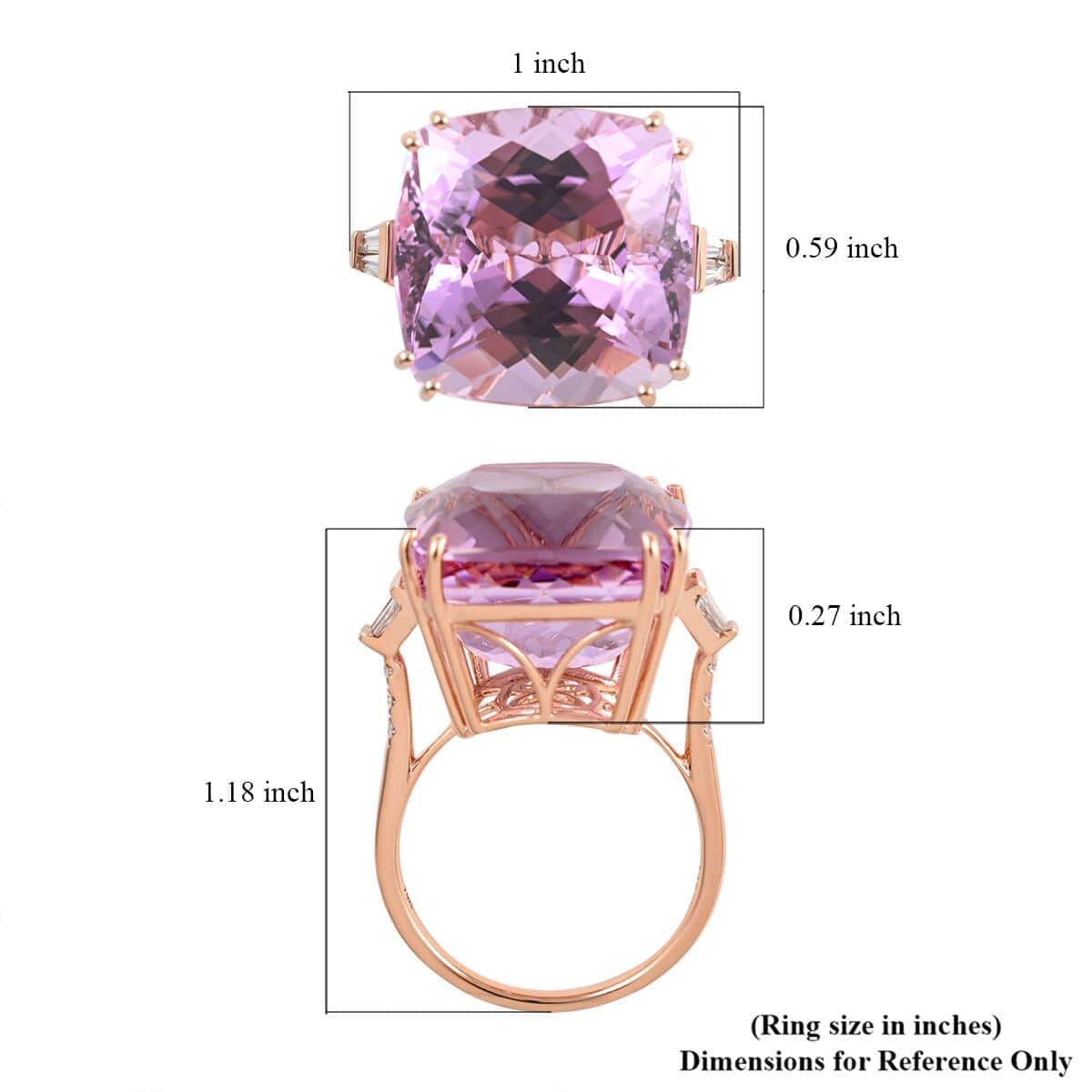 Certified & Appraised Iliana AAA Martha Rocha Kunzite and G-H SI Diamond 26.50 ctw Ring in 18K Rose Gold (Size 8.0) 5.15 Grams image number 5