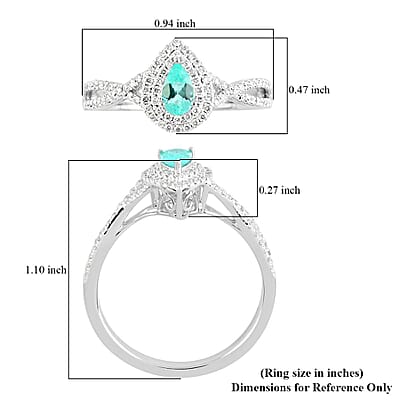 Certified Rhapsody 950 Platinum AAAA Paraiba Tourmaline and E-F VS Diamond Ring (Size 10.0) 5 Grams 0.65 ctw