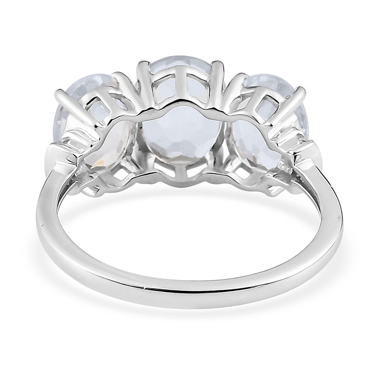 LUXORO 10K White Gold Premium Mexican Hyalite Opal and G-H I3 Diamond 3 Stone Ring (Size 10.0) 2 Grams 3.10 ctw with Free UV Torch image number 4