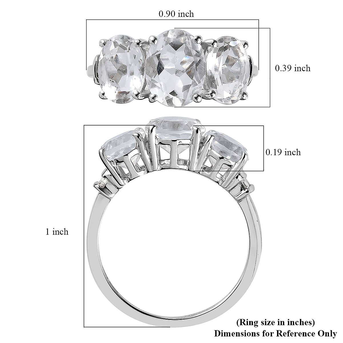 LUXORO 10K White Gold Premium Mexican Hyalite Opal and G-H I3 Diamond 3 Stone Ring (Size 10.0) 2 Grams 3.10 ctw with Free UV Torch image number 5
