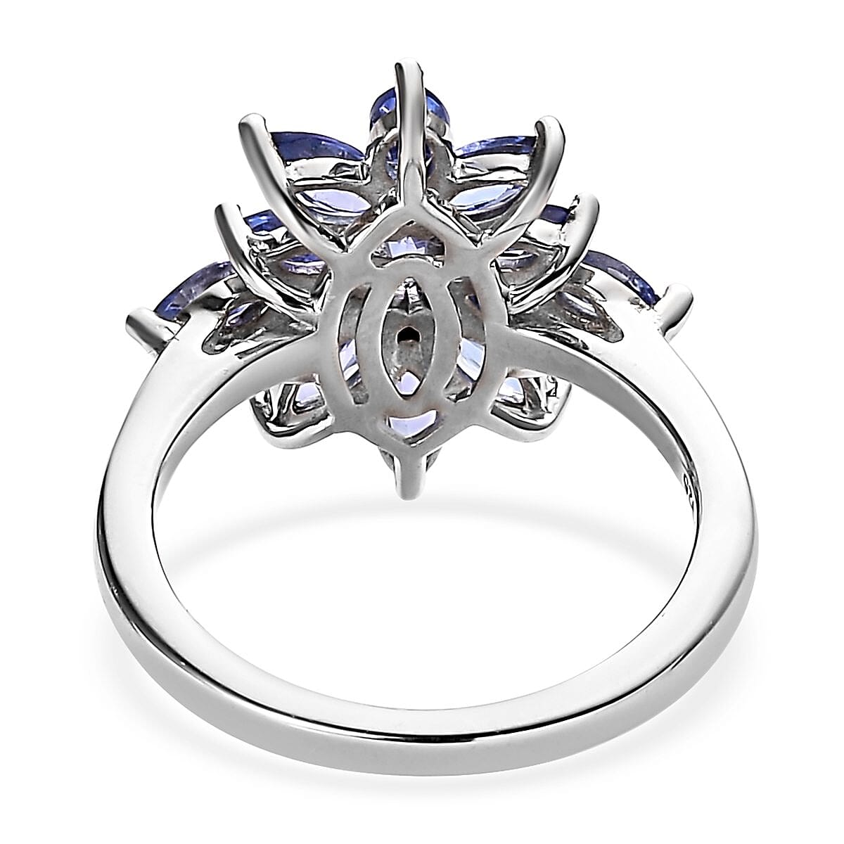AAA Tanzanite Floral Ring in Platinum Over Sterling Silver (Size 10.0) 1.75 ctw