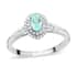 Certified Rhapsody 950 Platinum AAAA Paraiba Tourmaline and E-F VS Diamond Double Halo Ring (Size 6.0) 4.45 Grams 0.65 ctw image number 0