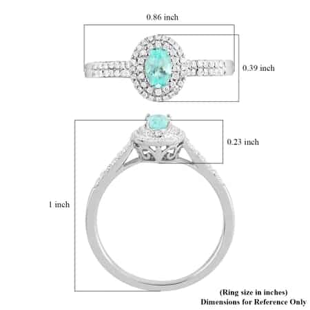 Certified Rhapsody 950 Platinum AAAA Paraiba Tourmaline and E-F VS Diamond Double Halo Ring (Size 6.0) 4.45 Grams 0.65 ctw image number 5
