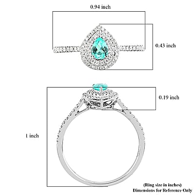 Certified and Appraised Rhapsody 950 Platinum AAAA Paraiba Tourmaline and E-F VS Diamond Double Halo Ring (Size 7.0) 4.25 Grams 0.60 ctw