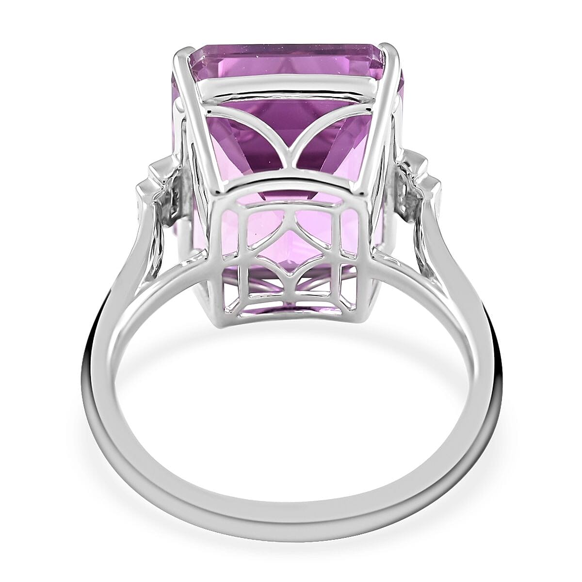Certified & Appraised Rhapsody 950 Platinum AAAA Patroke Kunzite and E-F VS Diamond Halo Ring (Size 8.0) 6 Grams 15.20 ctw