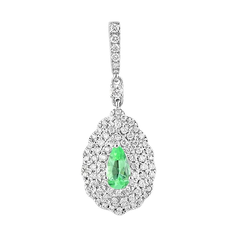 Certified & Appaised Rhapsody 950 Platinum AAAA Paraiba Tourmaline and E-F VS Diamond Pendant 0.60 ctw