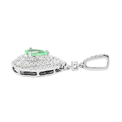 Certified & Appaised Rhapsody 950 Platinum AAAA Paraiba Tourmaline and E-F VS Diamond Pendant 0.60 ctw