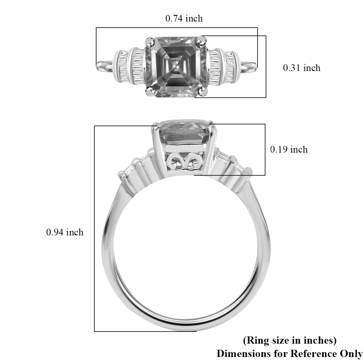 Luxoro 10K White Gold Asscher Cut Premium Ratanakiri Blue Zircon amd Diamond Ring (Size 10.0) 3.15 ctw image number 5