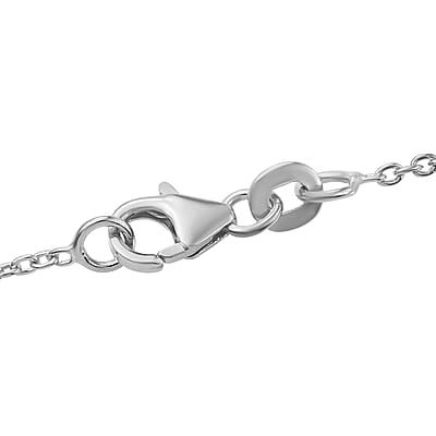 White Freshwater Pearl Station Necklace 18 Inches in Sterling Silver