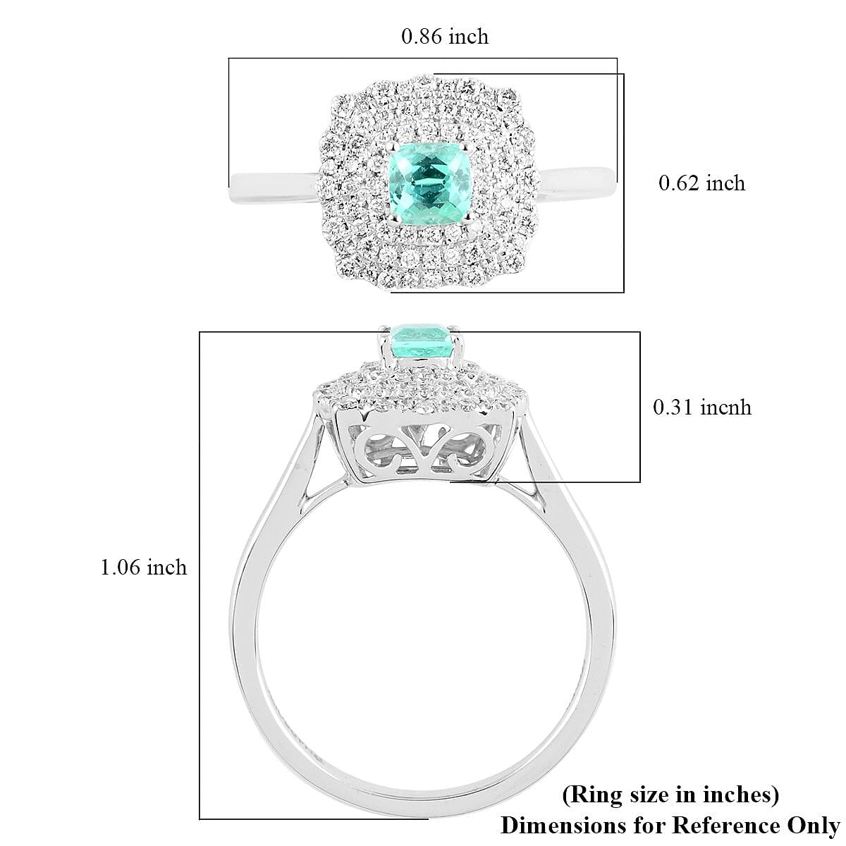 Certified & Appraised Rhapsody 950 Platinum AAAA Paraiba Tourmaline and E-F VS Diamond Ring (Size 10.0) 5.32 Grams 0.65 ctw