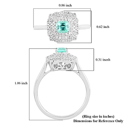 Certified & Appraised Rhapsody 950 Platinum AAAA Paraiba Tourmaline and E-F VS Diamond Ring (Size 10.0) 5.32 Grams 0.65 ctw
