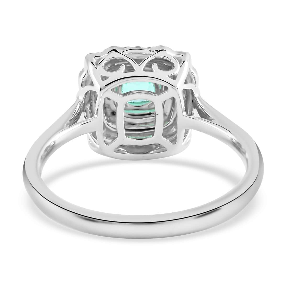 Certified & Appraised Rhapsody 950 Platinum AAAA Paraiba Tourmaline and E-F VS Diamond Ring (Size 6.0) 5.32 Grams 0.65 ctw image number 4
