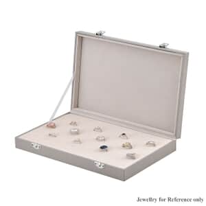 Silver Color Leatherette Paper 72pcs Ring Box with 2 Latch Clasp