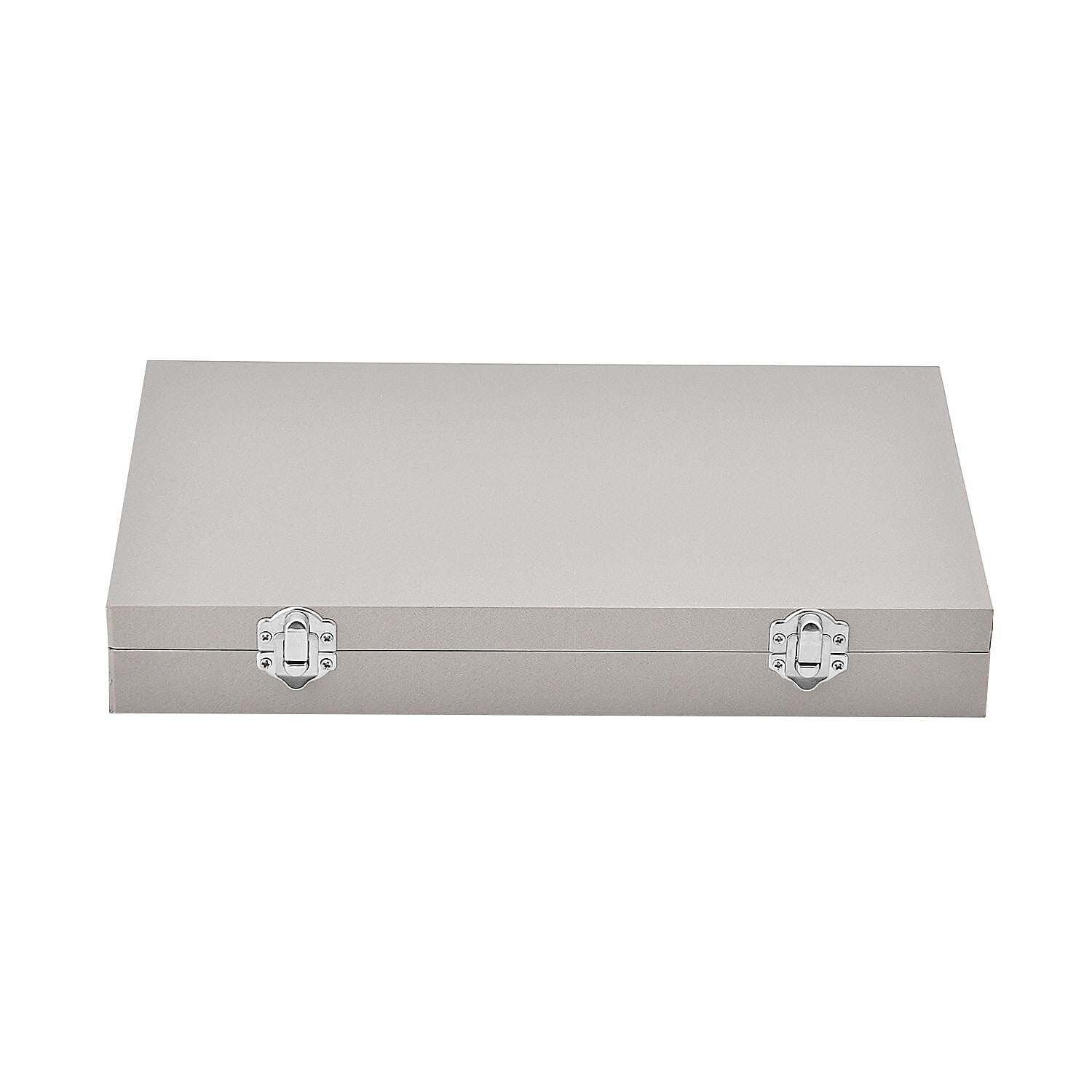 Silver Color Leatherette Paper 72pcs Ring Box with 2 Latch Clasp