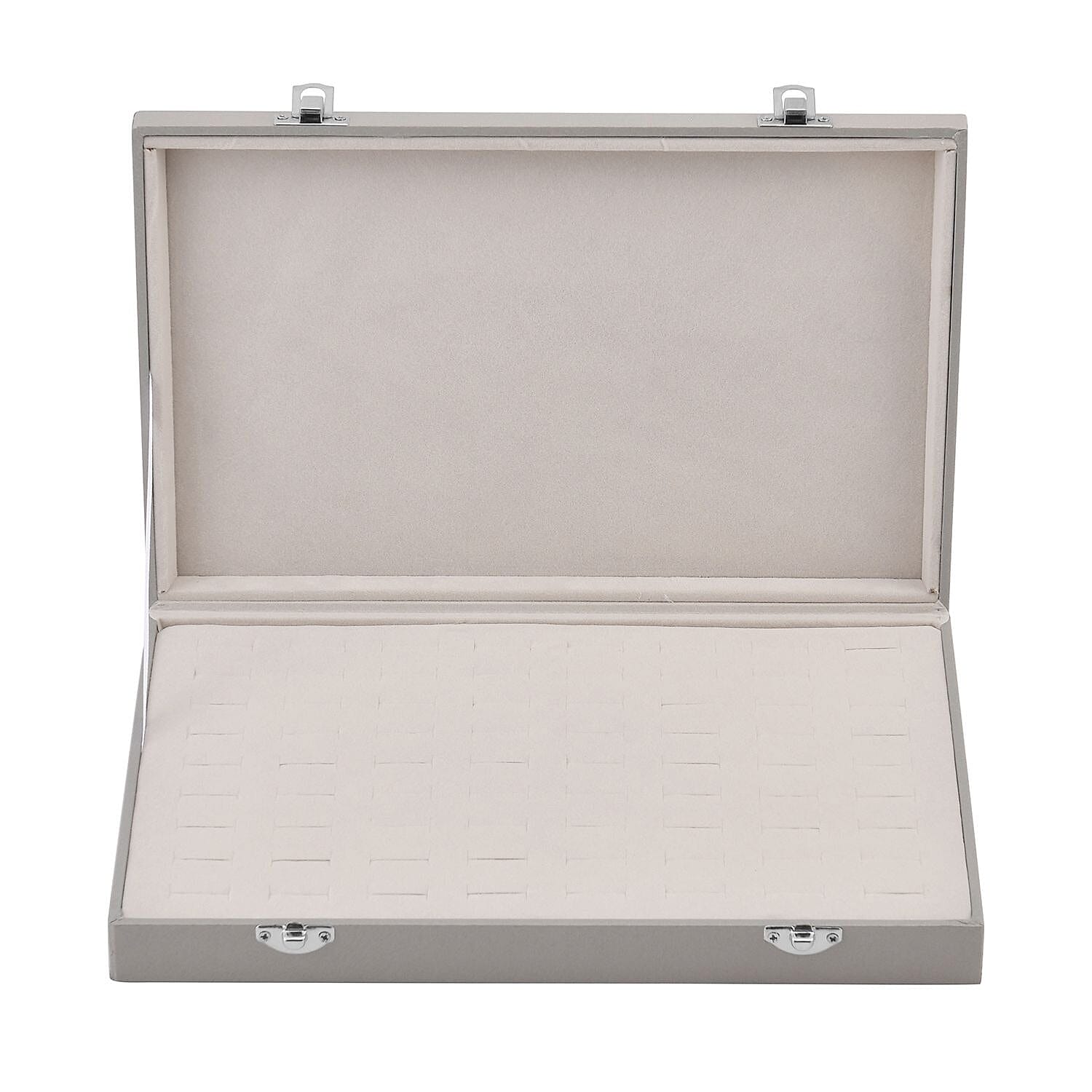Silver Color Leatherette Paper 72pcs Ring Box with 2 Latch Clasp