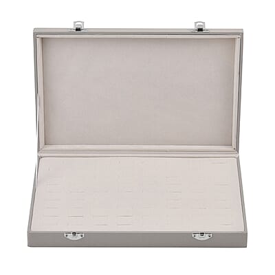 Silver Color Leatherette Paper 72pcs Ring Box with 2 Latch Clasp