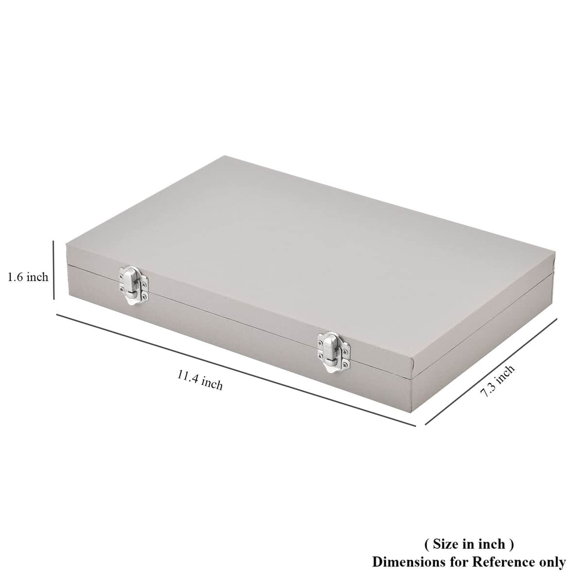 Silver Color Leatherette Paper 72pcs Ring Box with 2 Latch Clasp (11.4"x7.3"x1.6") image number 6