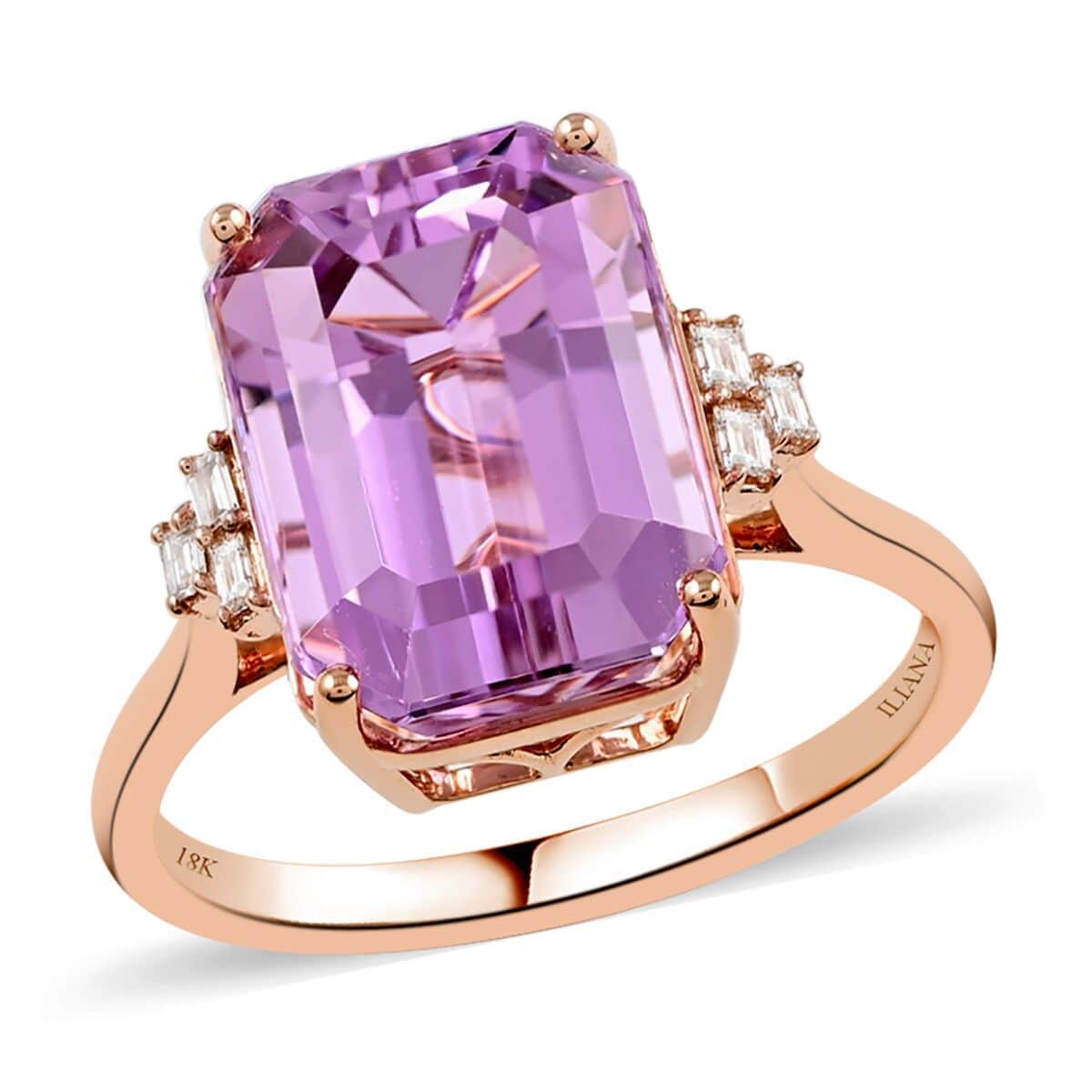 Certified & Appraised Iliana AAA Martha Rocha Kunzite and G-H SI Diamond 10.50 ctw Ring in 18K Rose Gold (Size 8.0) 4 Grams image number 0