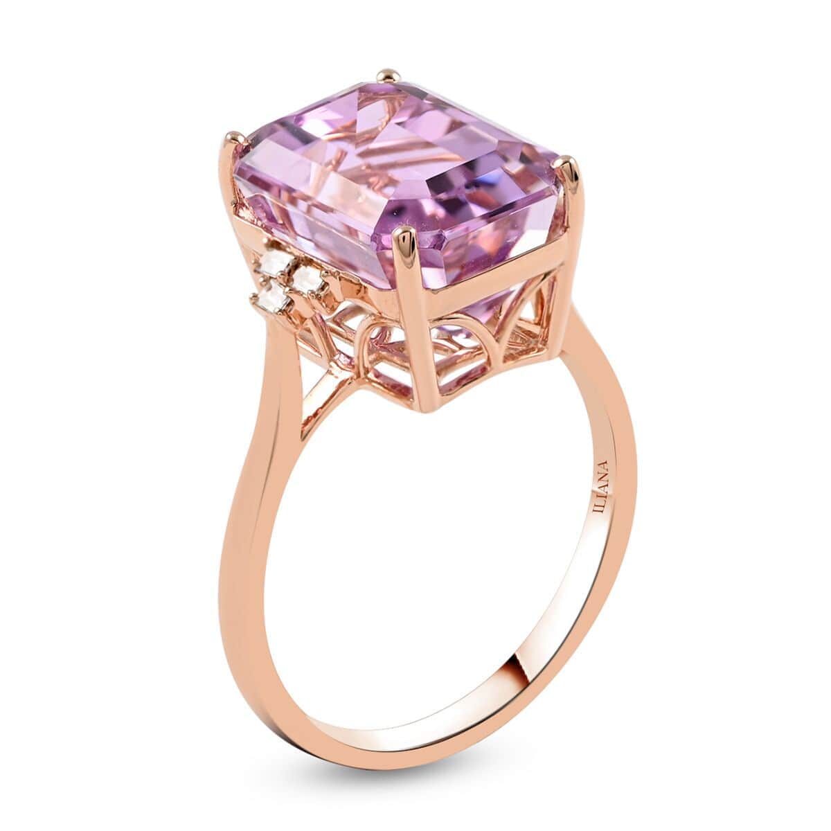 Certified & Appraised Iliana AAA Martha Rocha Kunzite and G-H SI Diamond 10.50 ctw Ring in 18K Rose Gold (Size 8.0) 4 Grams image number 3