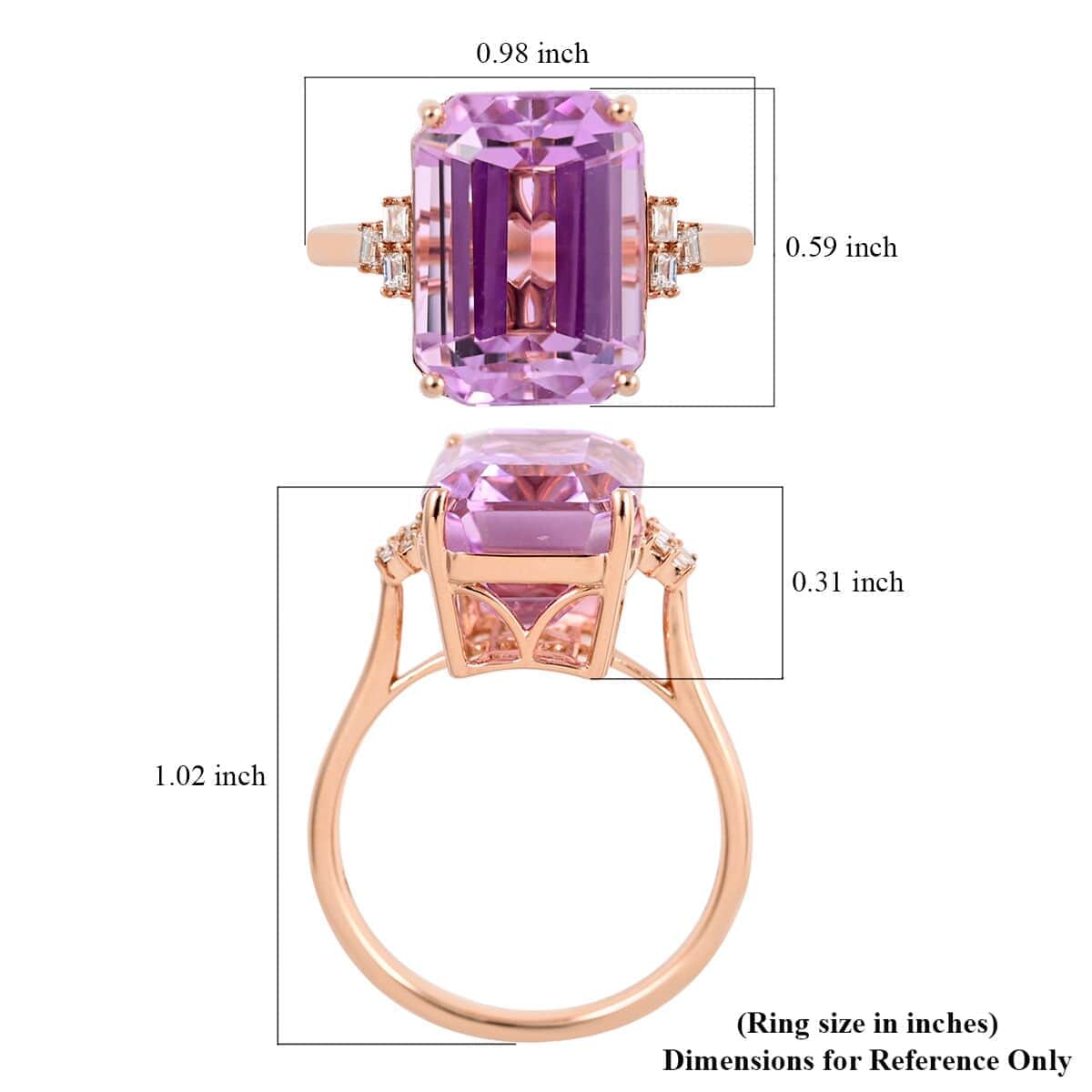 Certified & Appraised Iliana AAA Martha Rocha Kunzite and G-H SI Diamond 10.50 ctw Ring in 18K Rose Gold (Size 8.0) 4 Grams image number 4