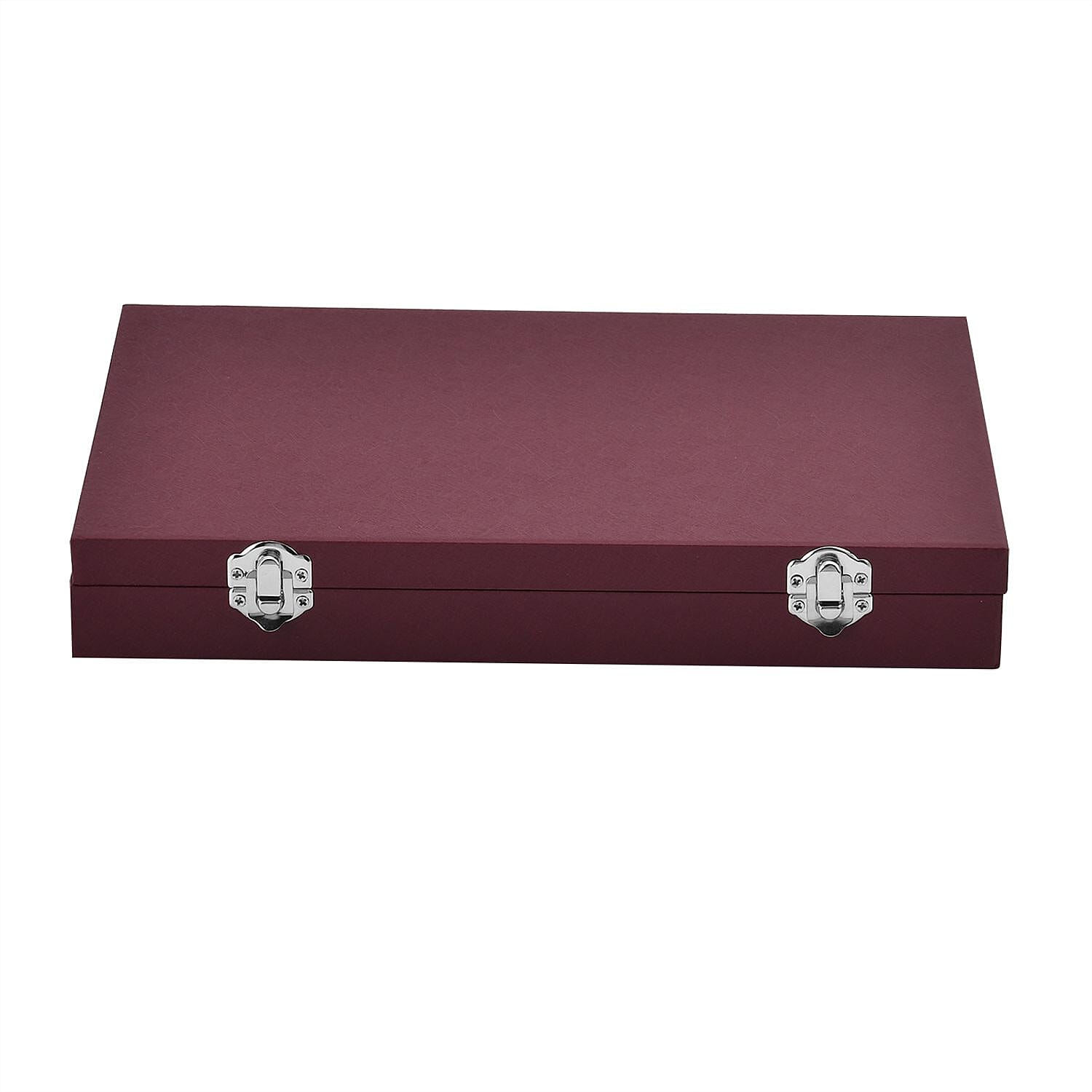 Wine Red Leatherette Paper 72pcs Ring Box with 2 Latch Clasp