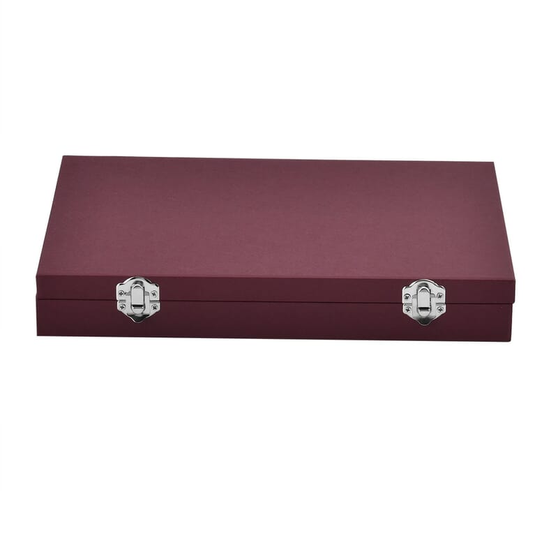 Wine Red Leatherette Paper 72pcs Ring Box with 2 Latch Clasp
