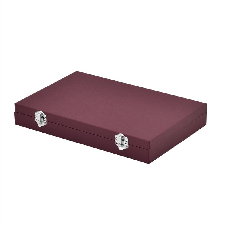 Wine Red Leatherette Paper 72pcs Ring Box with 2 Latch Clasp