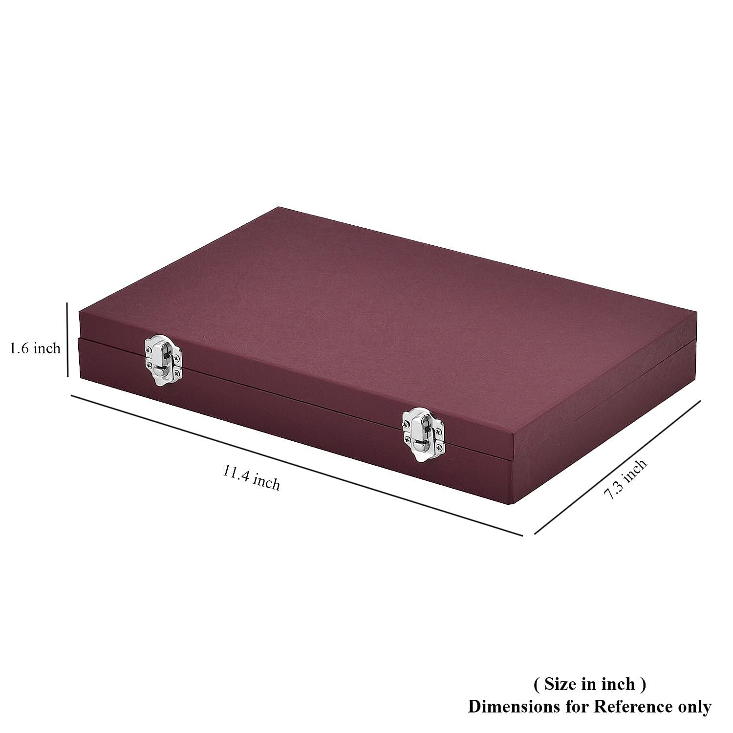 Wine Red Leatherette Paper 72pcs Ring Box with 2 Latch Clasp