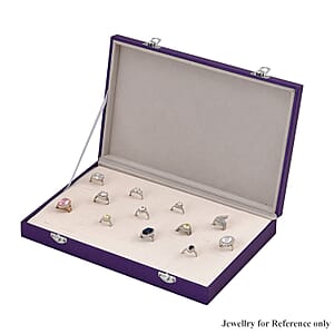 Purple Leatherette Paper 72pcs Ring Box with 2 Latch Clasp