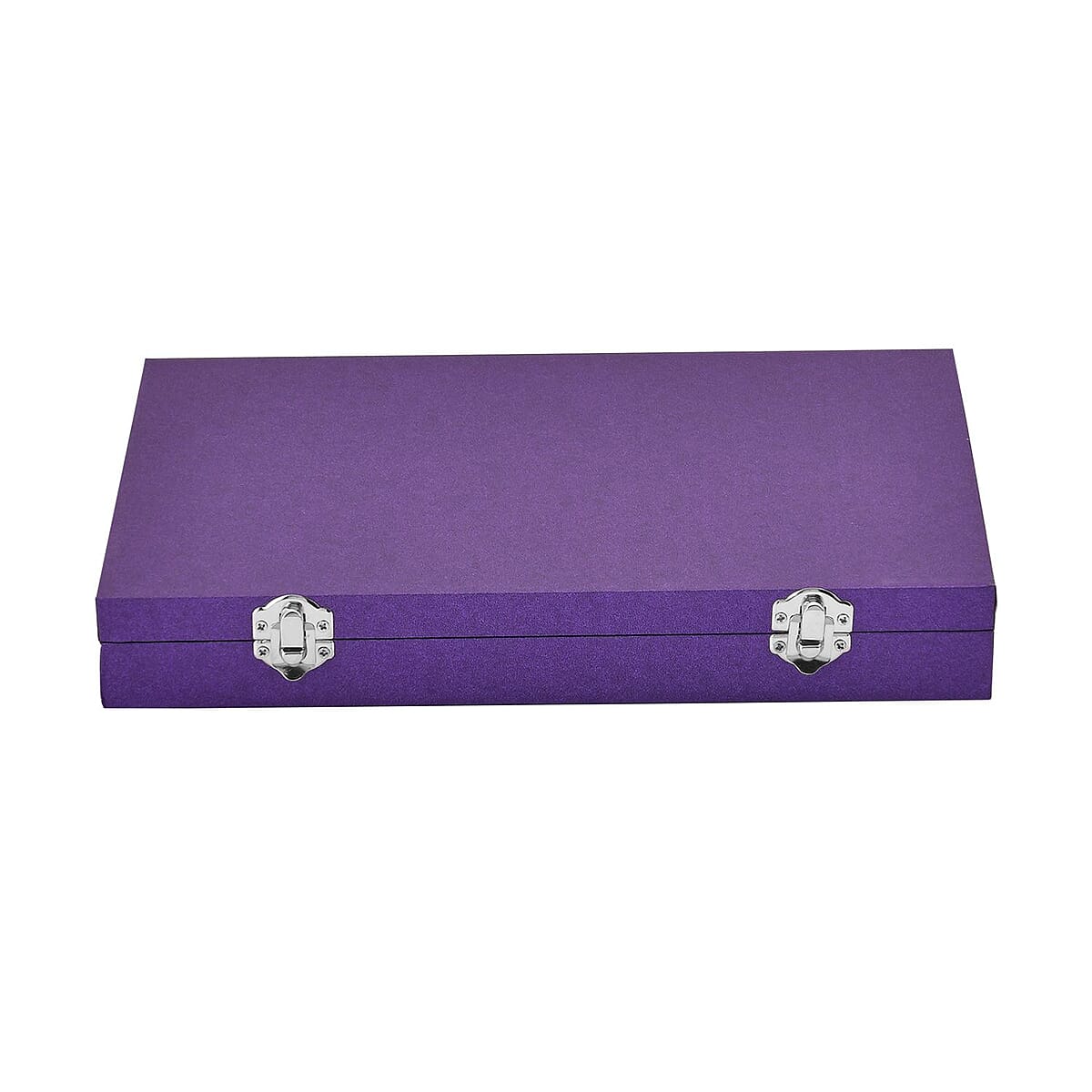 Purple Leatherette Paper 72pcs Ring Box with 2 Latch Clasp image number 2