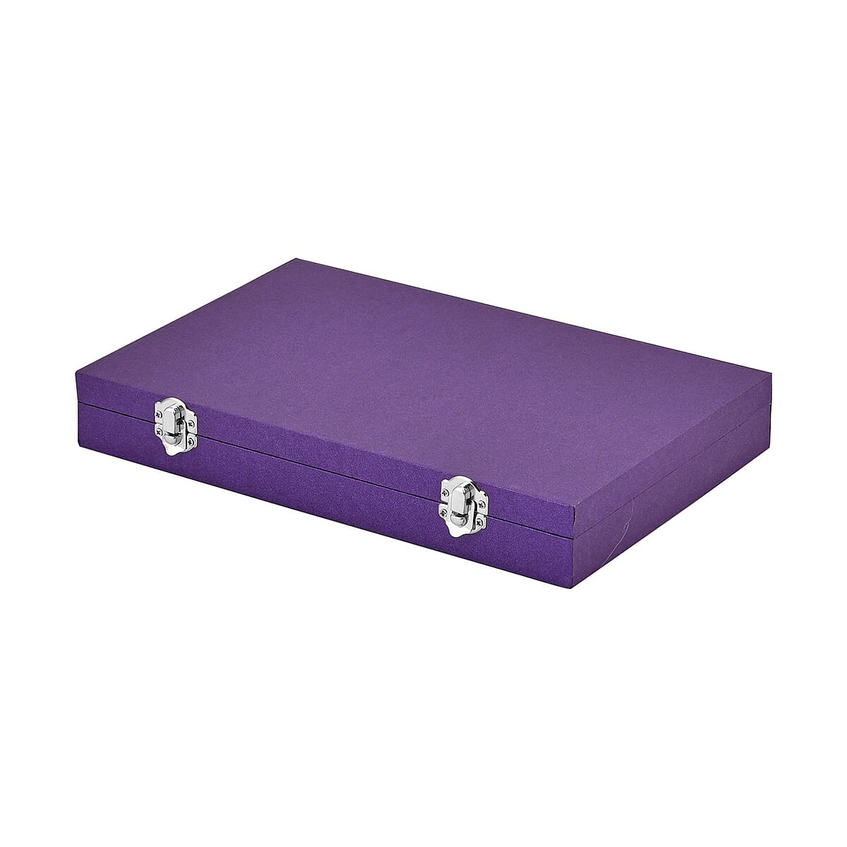 Purple Leatherette Paper 72pcs Ring Box with 2 Latch Clasp image number 3