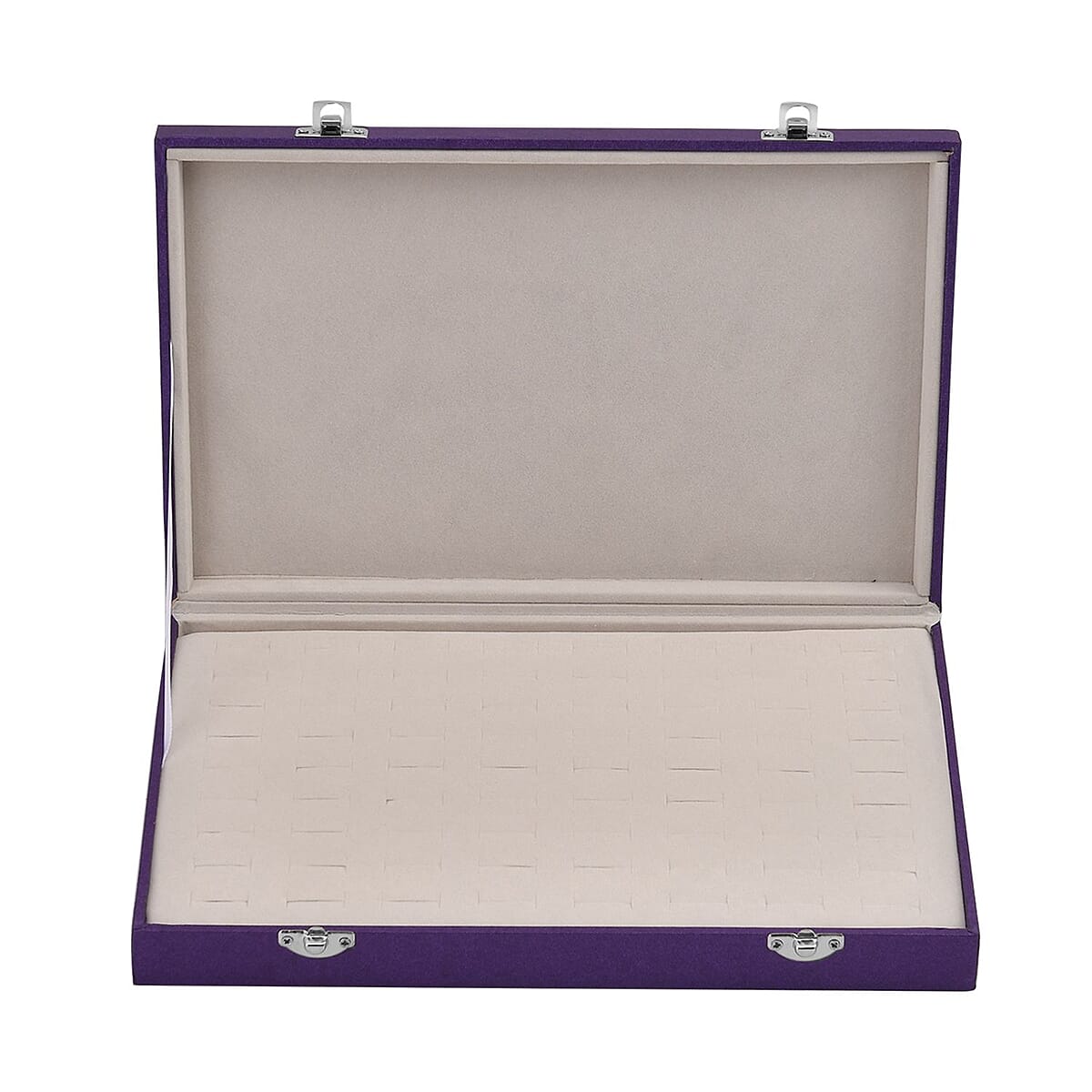Purple Leatherette Paper 72pcs Ring Box with 2 Latch Clasp image number 5