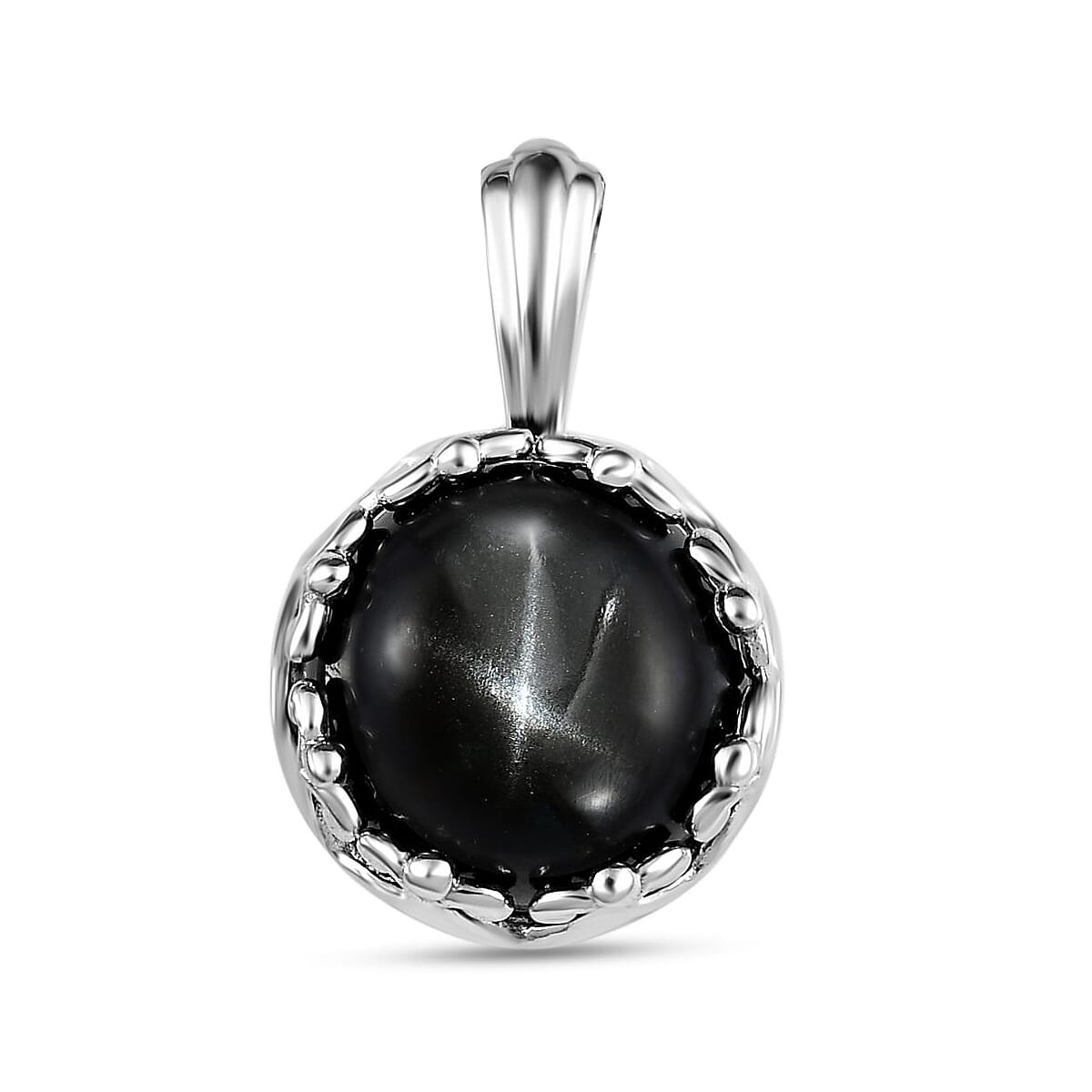 Black Star Diopside 11.00 ctw Pendant in Platinum Over Sterling Silver