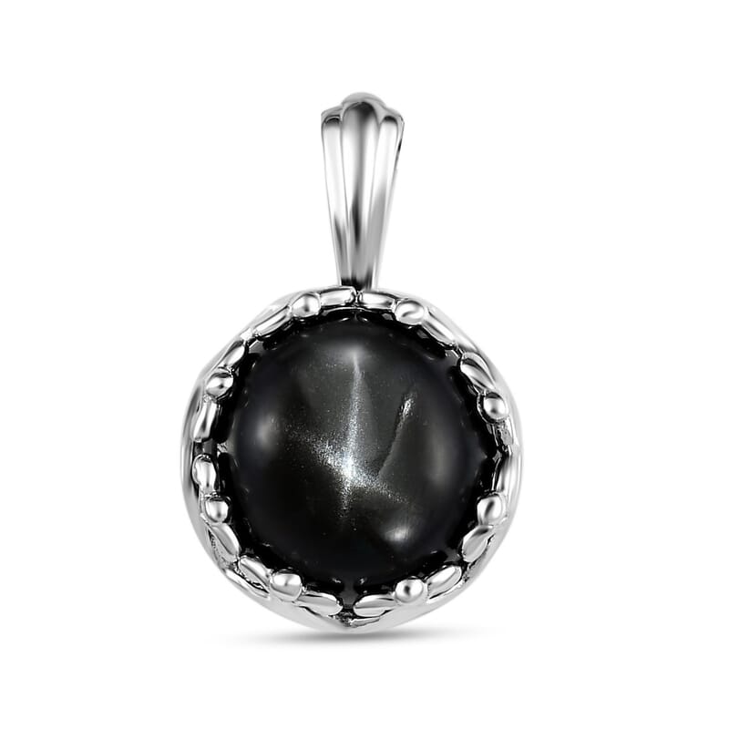 Black Star Diopside 11.00 ctw Pendant in Platinum Over Sterling Silver